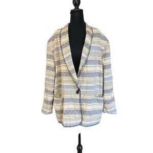 David Paul New York Blazer Striped Linen Blend Jacket 38R Made in USA
